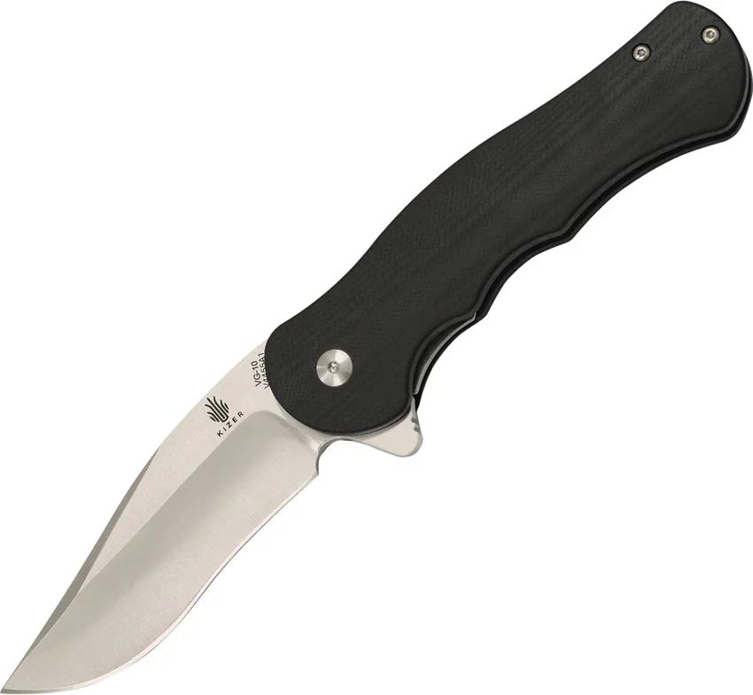 Kizer Vanguard Series Dorado Flipper Knife Black G-10 (3.5" Satin) V4455A1