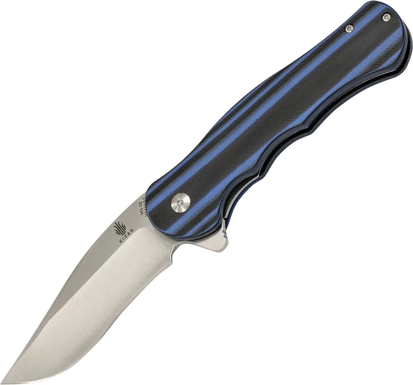 Kizer Vanguard Series Dorado Flipper Knife BlackBlue G-10 (3.5" Satin) V4455A2