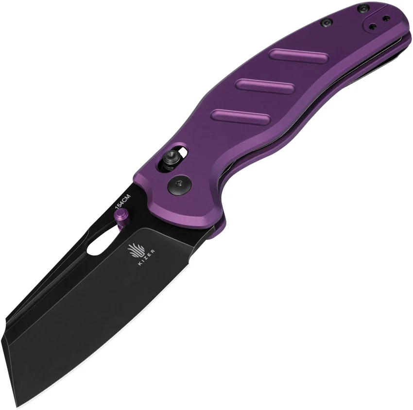 Kizer Vanguard Sheepdog Clutch Lock Knife Purple Aluminum (3.14" Black)