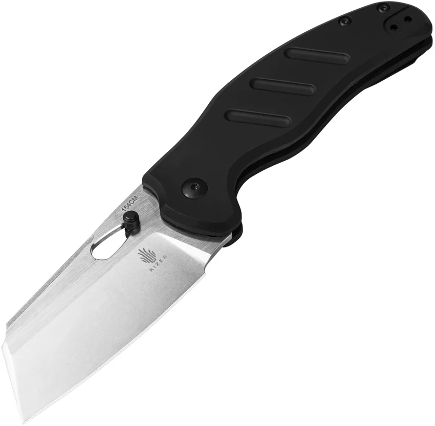 Kizer Vanguard Sheepdog Clutch Lock Knife Black Aluminum (3.14" Satin)