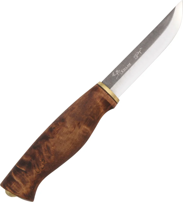 Kellam Knives Wolverine Fixed Blade Knife Stained Curly Birch (3.75" Satin)