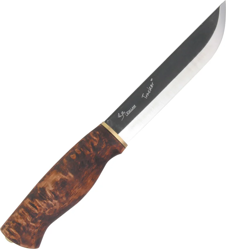 Kellam Knives Tracker Fixed Blade Knife Stained Curly Birch (5.75" Satin)