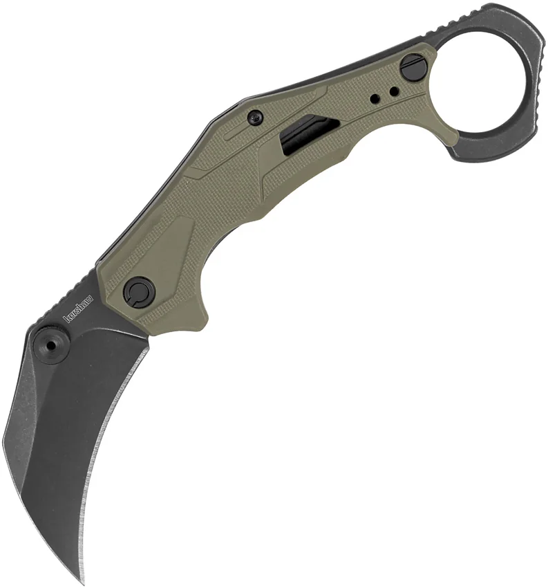 Kershaw Outlier Assisted Karambit Knife OD Green GRN (2.5" Black Stonewash)