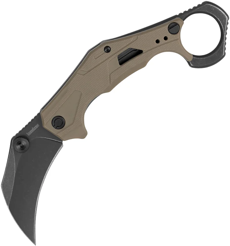 Kershaw Outlier Assisted Karambit Knife Tan GRN (2.5" Black Stonewash)