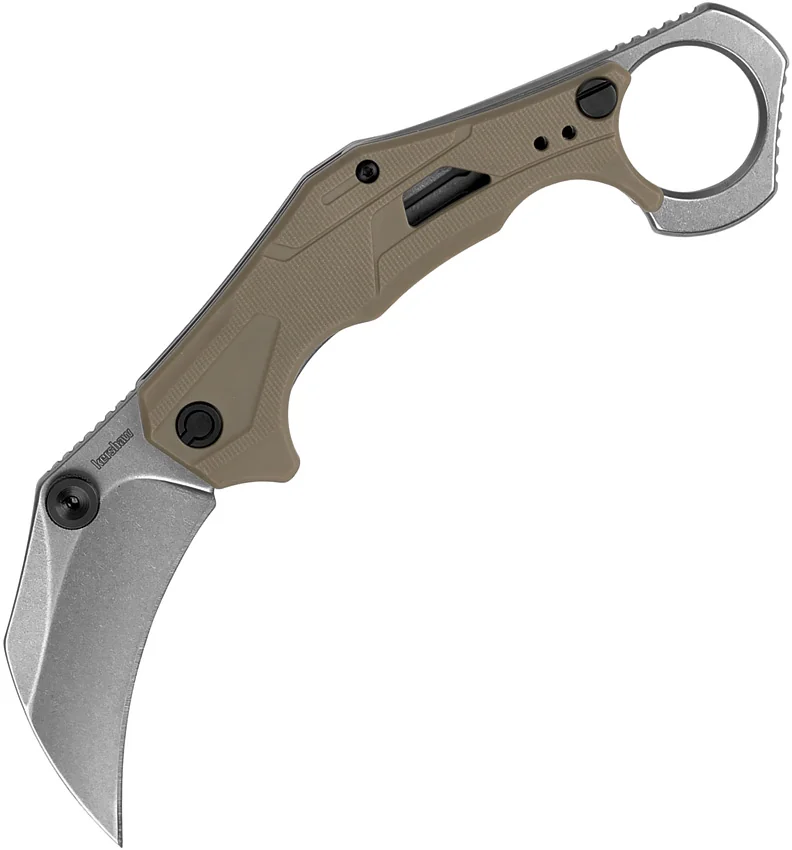 Kershaw Outlier Assisted Karambit Knife Tan GRN (2.5" Stonewash)