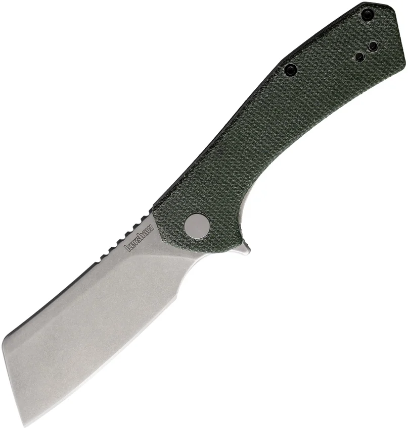 Kershaw Static Clever Liner Lock Knife Green Micarta (2.8" Stonewash D2)
