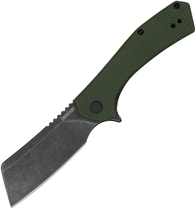 Kershaw Static Cleaver Liner Lock Knife Green Micarta (2.8" Black SW D2)