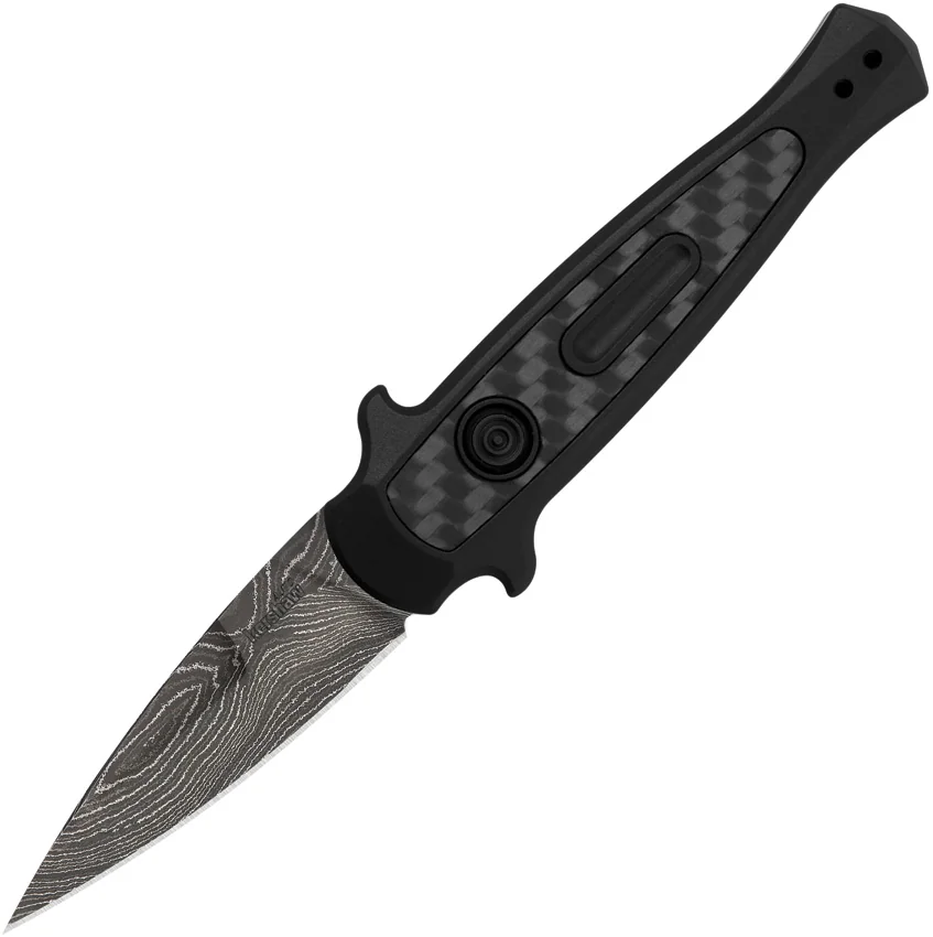 Kershaw Auto Launch 12 Mini Stiletto Button Lock Knife Black (2.5" Damascus)