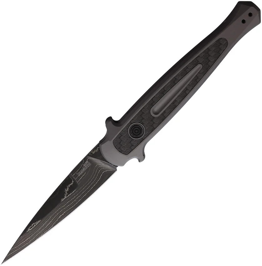 Kershaw Launch 8 Stiletto Automatic Knife Gray/CF (3.6" Damascus)