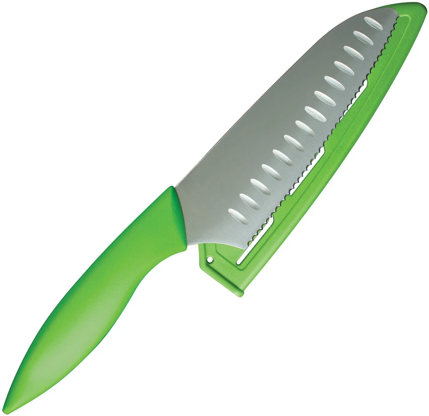 KAI My First Chef's Knife Fixed Blade Green (5.5" Full Serr) AB5090