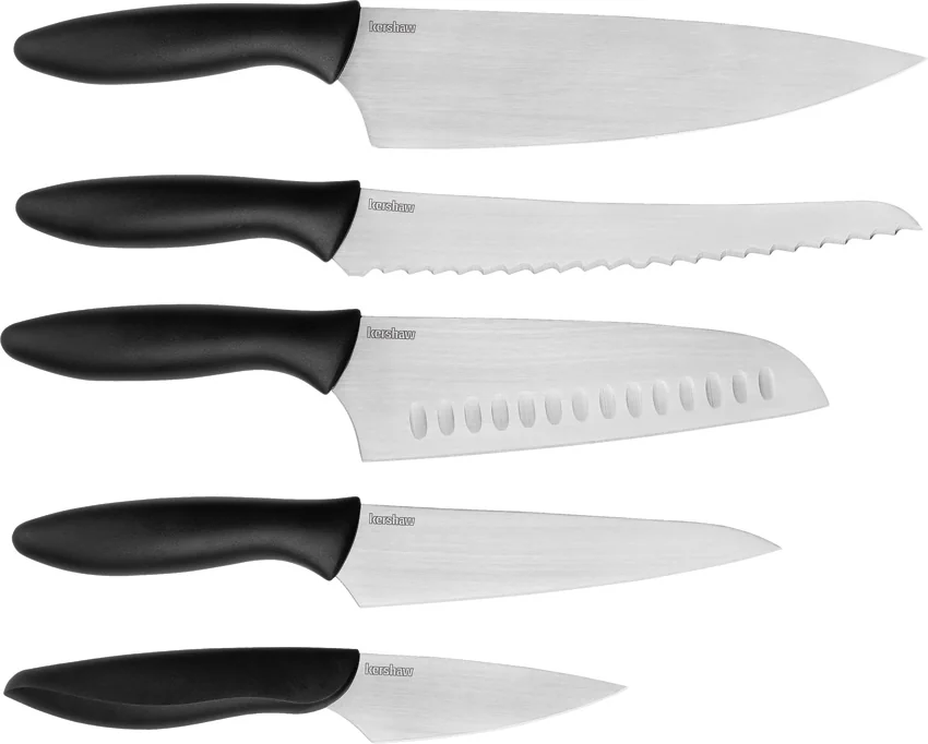 Kershaw 6-Piece Kitchen Knife Block Set w/ Knife Block Black Polymer