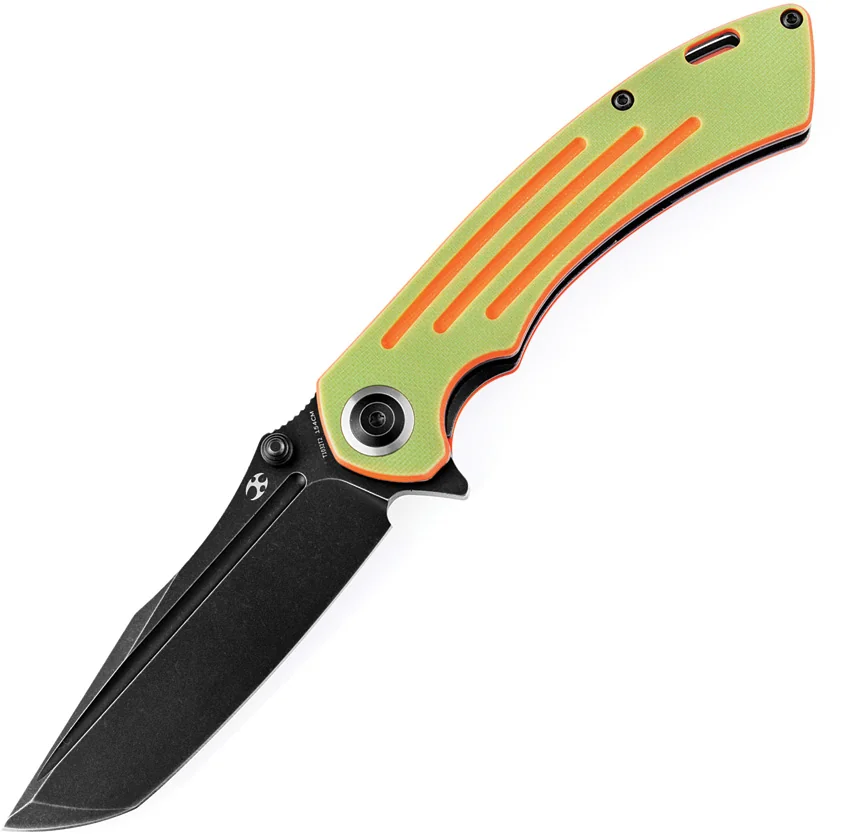 Kansept Pretatout Tanto Liner Lock Knife Green/Orange G-10 (3.6" Black SW)