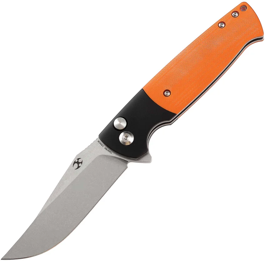 Kansept Shikari Button Lock Knife Black Alum/Orange G-10 (3.36" SW) T2027B2