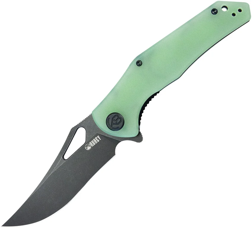 Kubey Phemius Liner Lock Knife Jade G-10 (3.7" Black Stonewash) KU149H