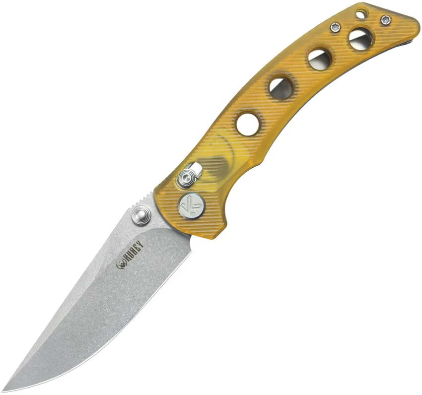 Kubey Knives Hound Crossbar Lock Knife Ultem (3.4" Stonewash)