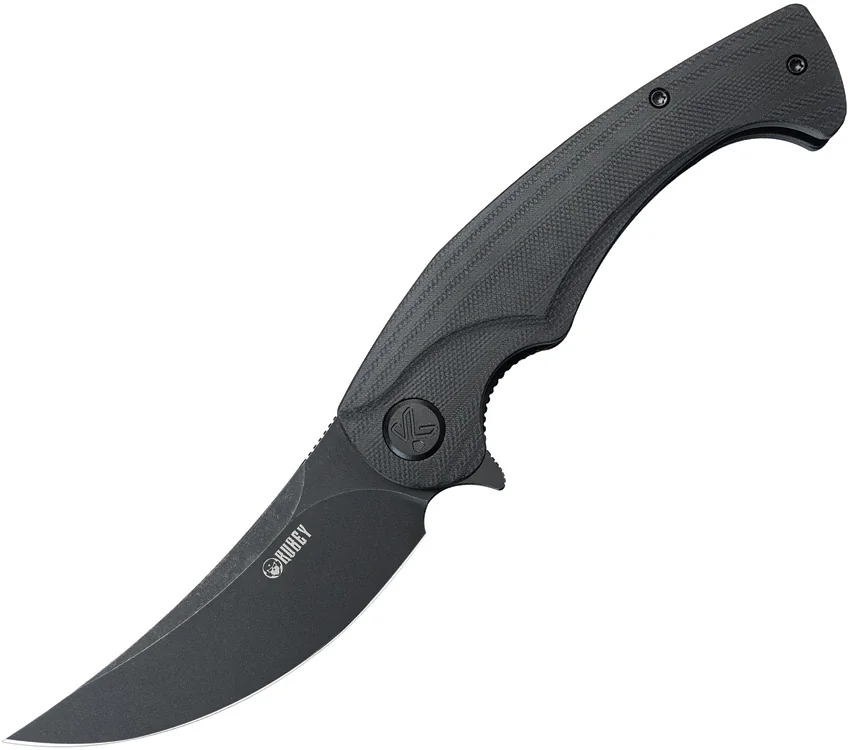 Kubey Knives Scimitar Black Out Liner Lock Knife Black G-10 (3.5" Black)