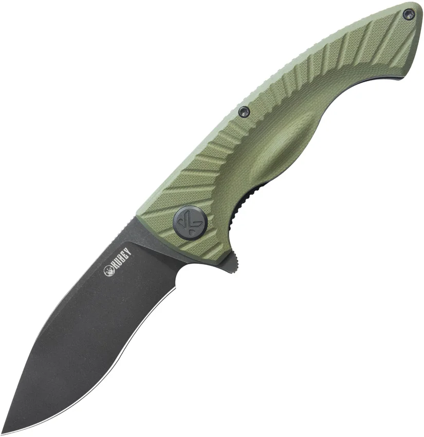 Kubey Knives Timberwolf Liner Lock Knife Green G-10 (3.5" Black SW)