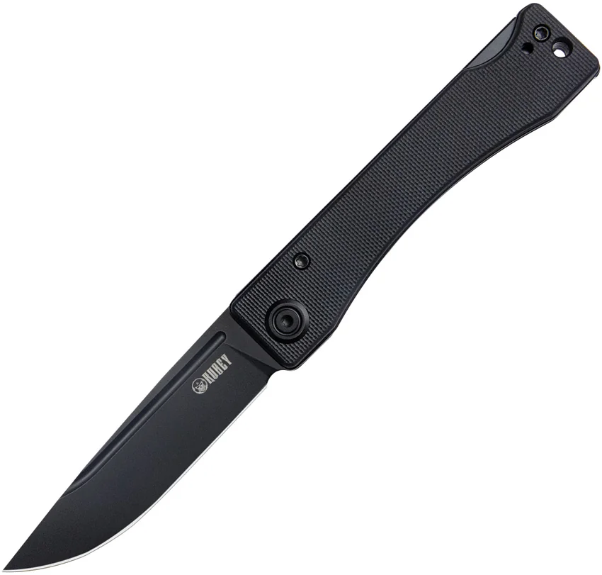 Kubey Knives Akino Lockback Knife Black G-10 (3.03" Blackwash)