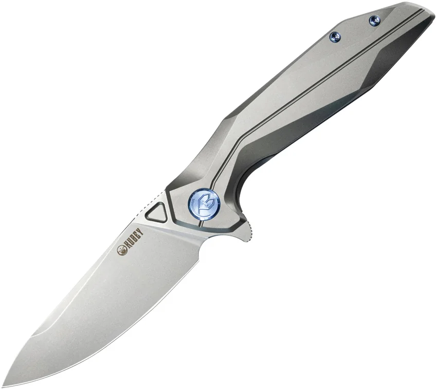 Kubey Nova Drop Point Frame Lock Titanium (3.7" Bead Blasted)