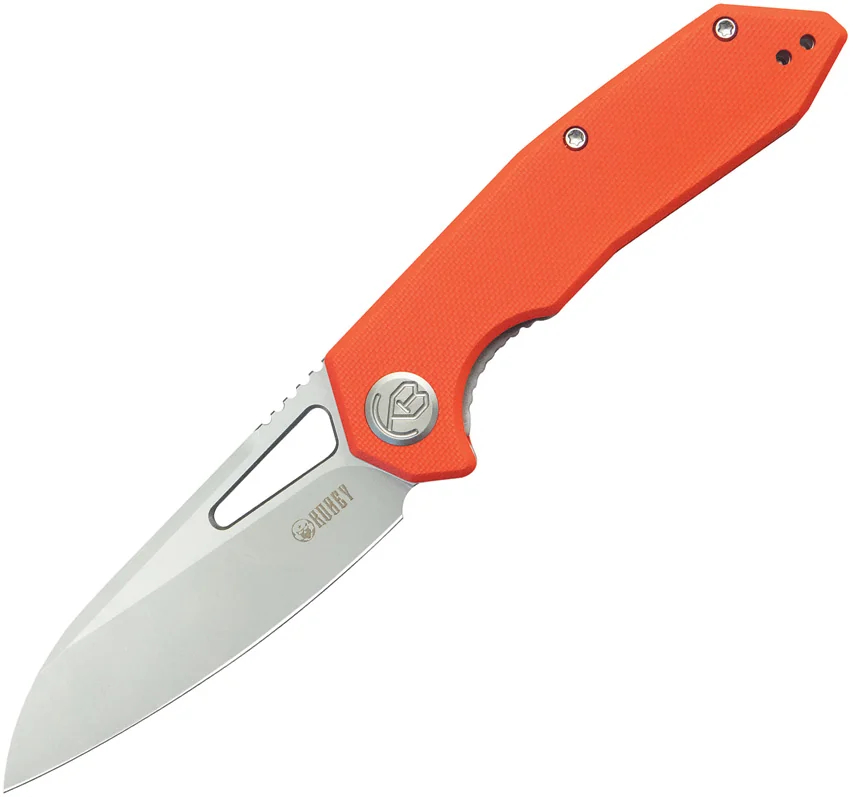 Kubey Vagrant Liner Lock Knife Orange G-10 (3.2" Sand Blast 14C28N)