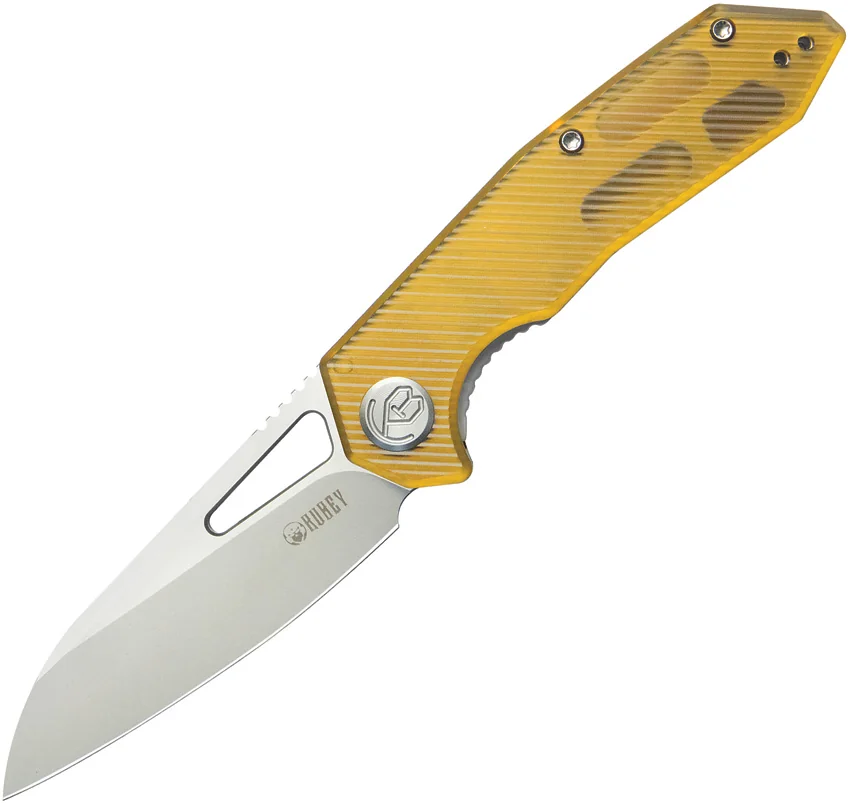 Kubey Vagrant Liner Lock Knife Ultem (3.2" Sand Blast 14C28N)