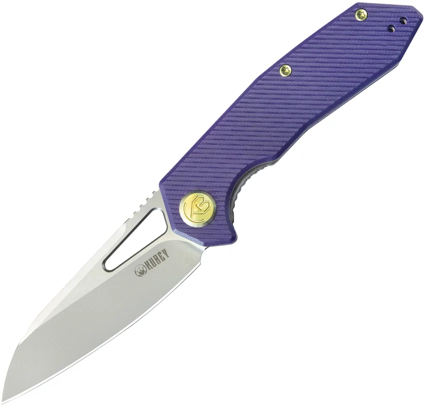 Kubey Vagrant Liner Lock Knife Purple G-10 (3.2" Bead Blast M390)