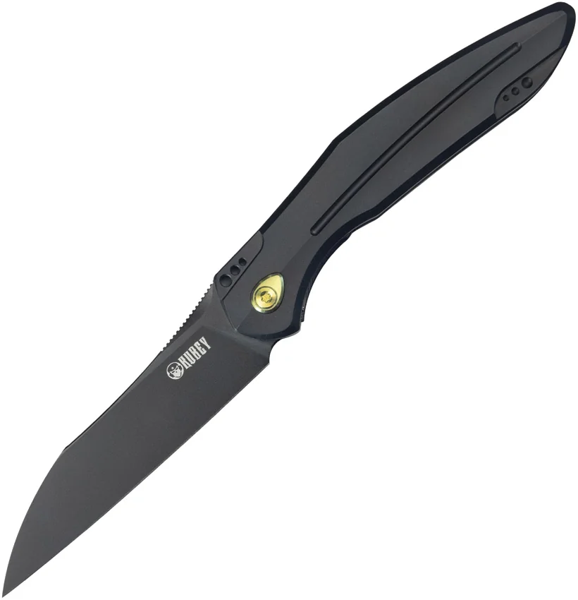 Kubey Barracuda Liner Lock Knife Black Titanium (3.3" Black M390)