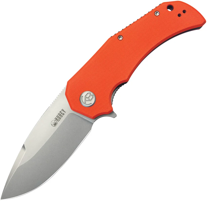 Kubey Bravo One Liner Lock Knife Orange G-10 (3.39" Bead Blast)