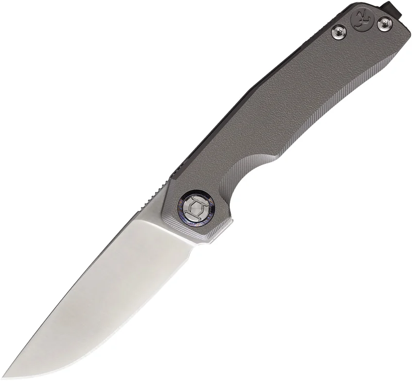 Kunwu Knives Chad XT Lock Knife Orange Peel Titanium (3.8" Stonewash)