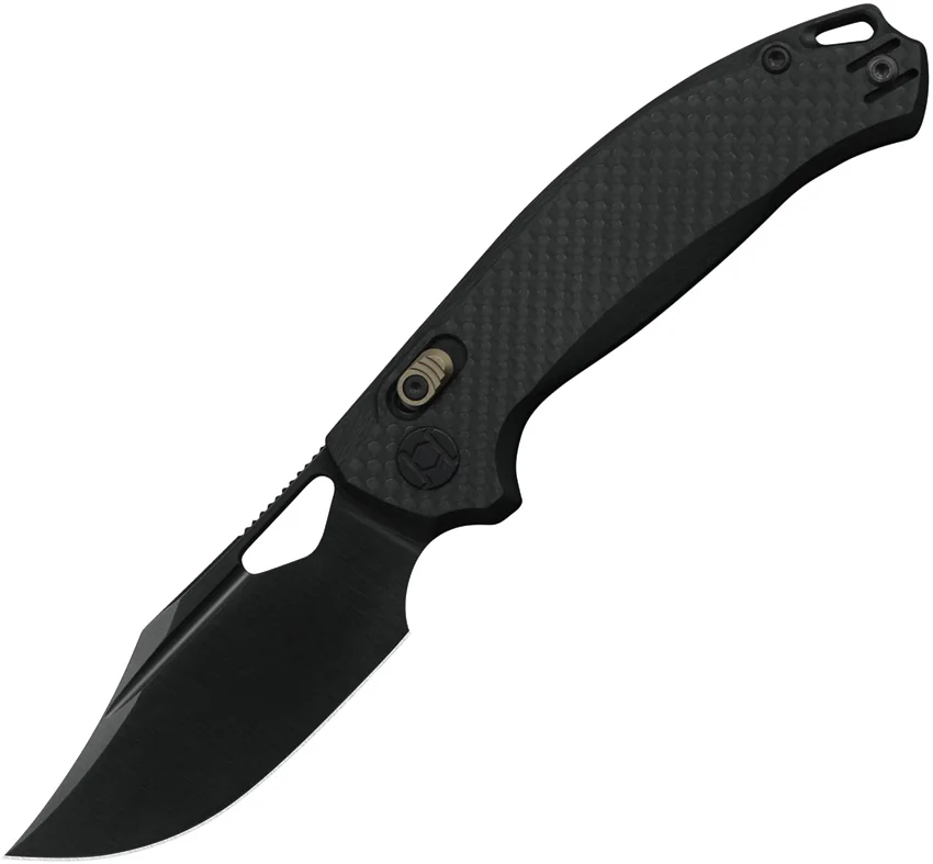 Kunwu DJANGO Clip Point XT Lock Knife Blk Carbon Fiber (3.2" Black ELMAX) X707F