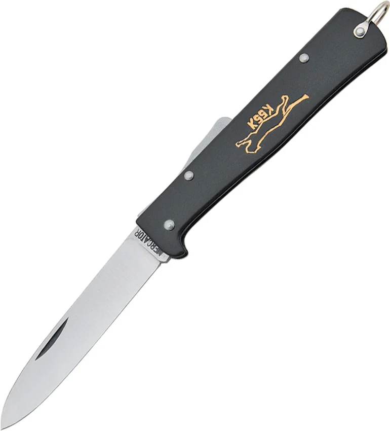 Otter Mercator Cat Lockback Folding Knife Black Stainless Steel (3.5" Satin) CS