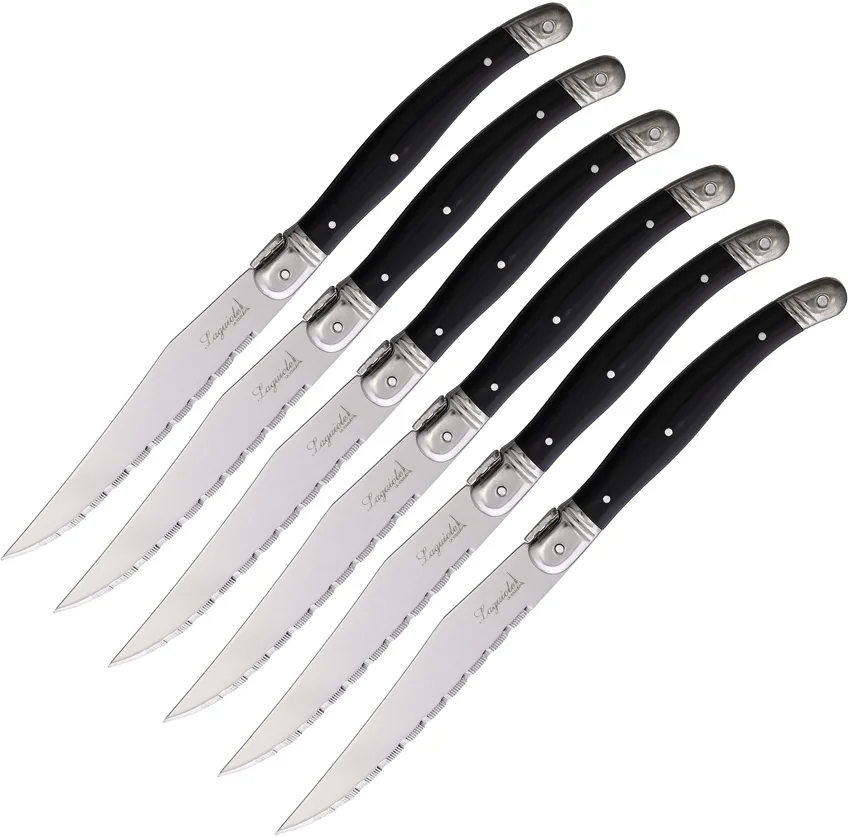 Laguiole Steak Knife Set Black 6 pc
