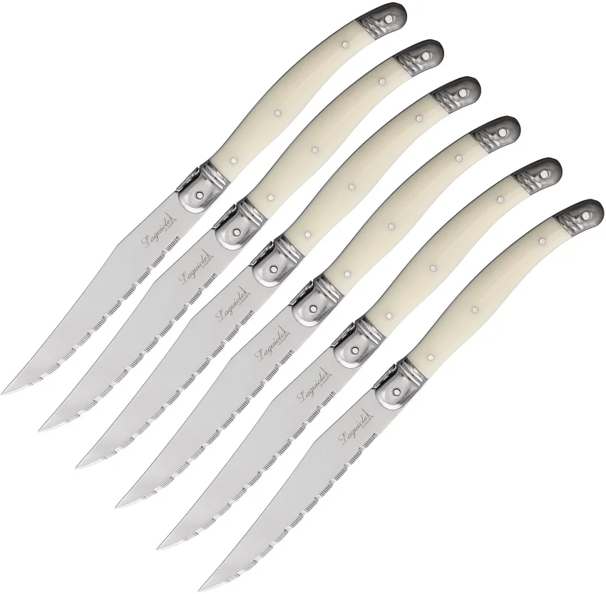 Laguiole 6 pc Steak Knife Set White