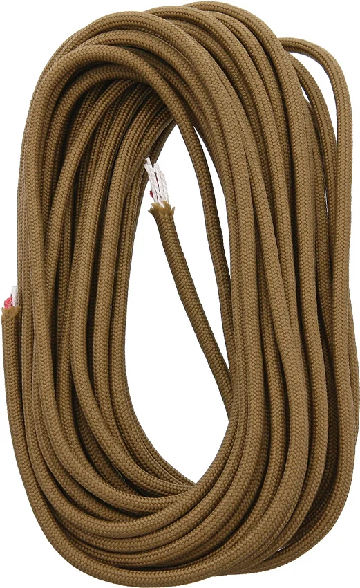 25' Coyote Brown 550 FireCord Paracord Nylon Braided 7-Strand + 1 Tinder Core