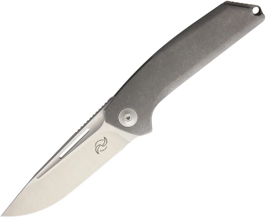 Liong Mah Design Endevour Frame Lock Knife Tumbled Titanium (3.75" Hand Satin)