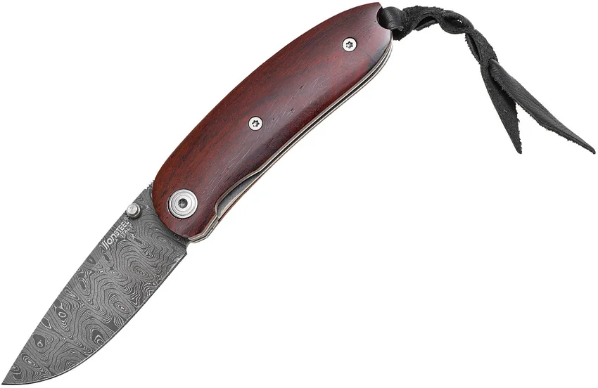 LionSteel Mini Santos Wood Folding Knife (2.375" Damasteel) 8210D ST