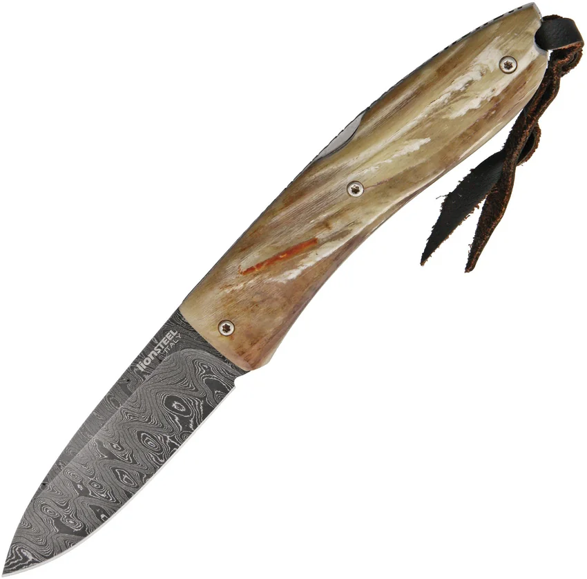 LionSTEEL Knives Opera Damascus Rams Horn