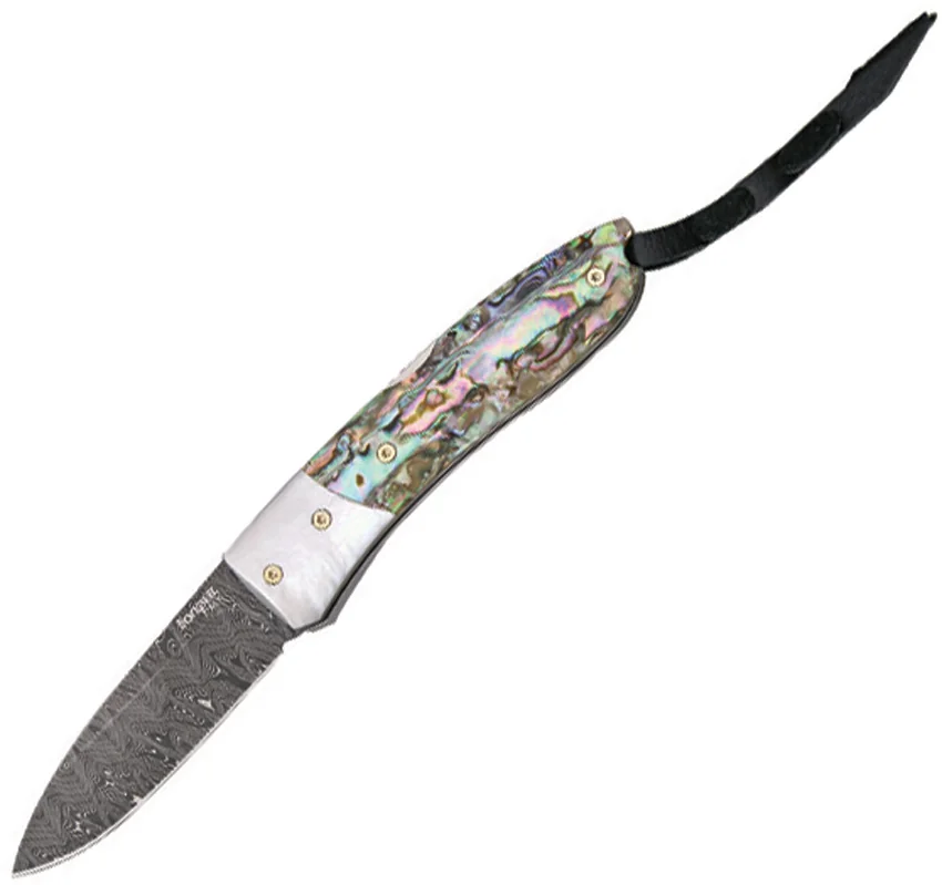 LionSteel Opera Gentleman's Knife Mother of Pearl w/ Abalone Damascus