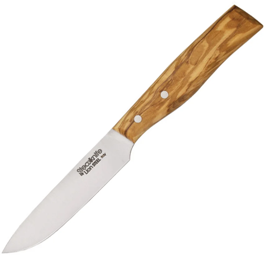 LionSteel Steak Knife Olive Wood (4.125" Satin) 9001 UL