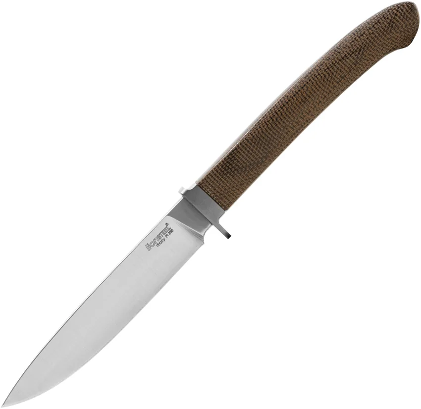 LionSteel AGO Drop Point Fixed Blade Knife Green Canvas Micarta (3.1" Satin)