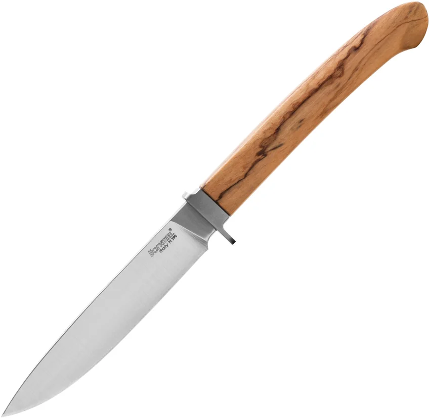 LionSteel AGO Drop Point Fixed Blade Knife Olive Wood (3.1" Satin)