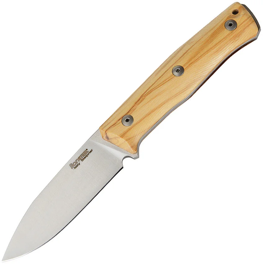 LionSteel B35 Fixed Blade Knife Olive Wood (3.5" Satin)