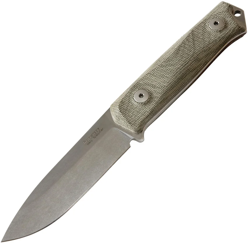 LionSteel Bushcraft B41 Fixed Blade Knife Green Micarta (4" Stonewash)