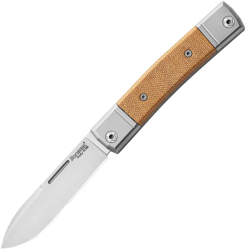 LionSteel BestMan 2 Traditional Slip Joint Knife Natural Micarta (2.875" Satin)