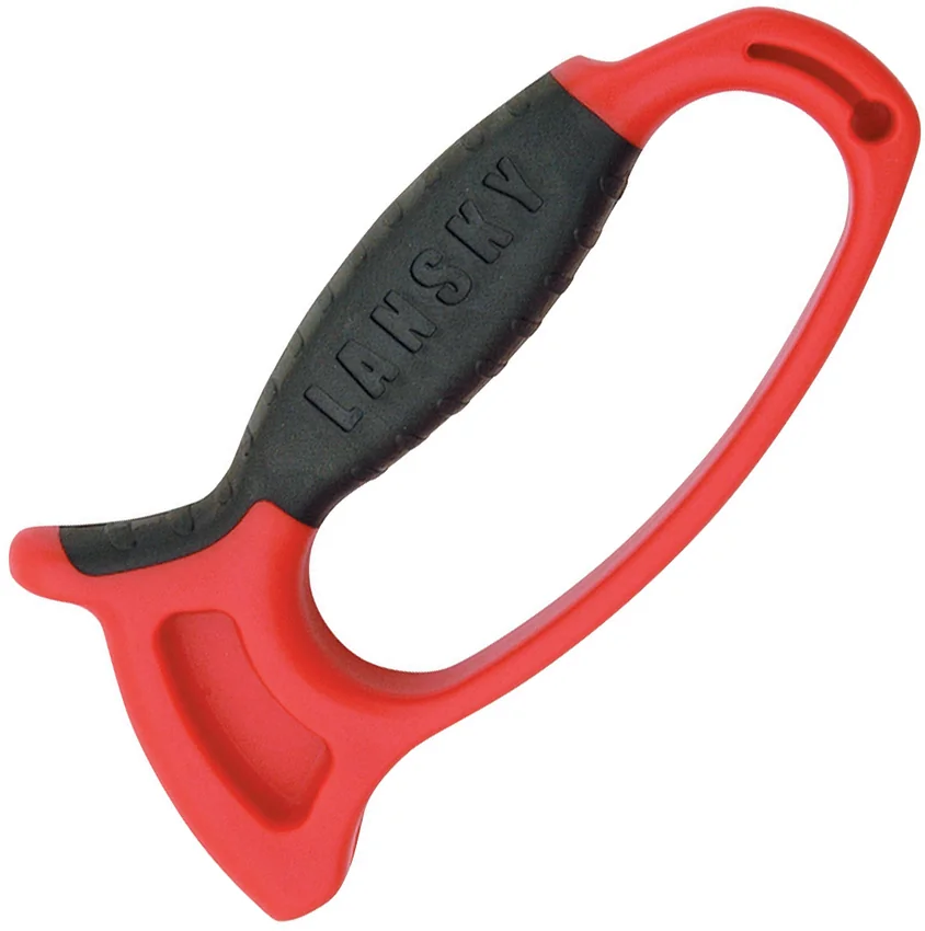 Lansky Deluxe Easy Grip Sharpener Red Plastic/Black Rubber