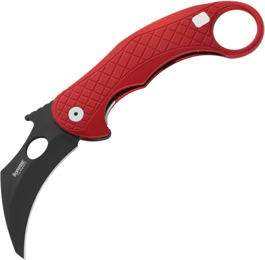 LionSteel Emerson L.E.One Karambit Folding Knife Red Al (3.25" Black MagnaCut)