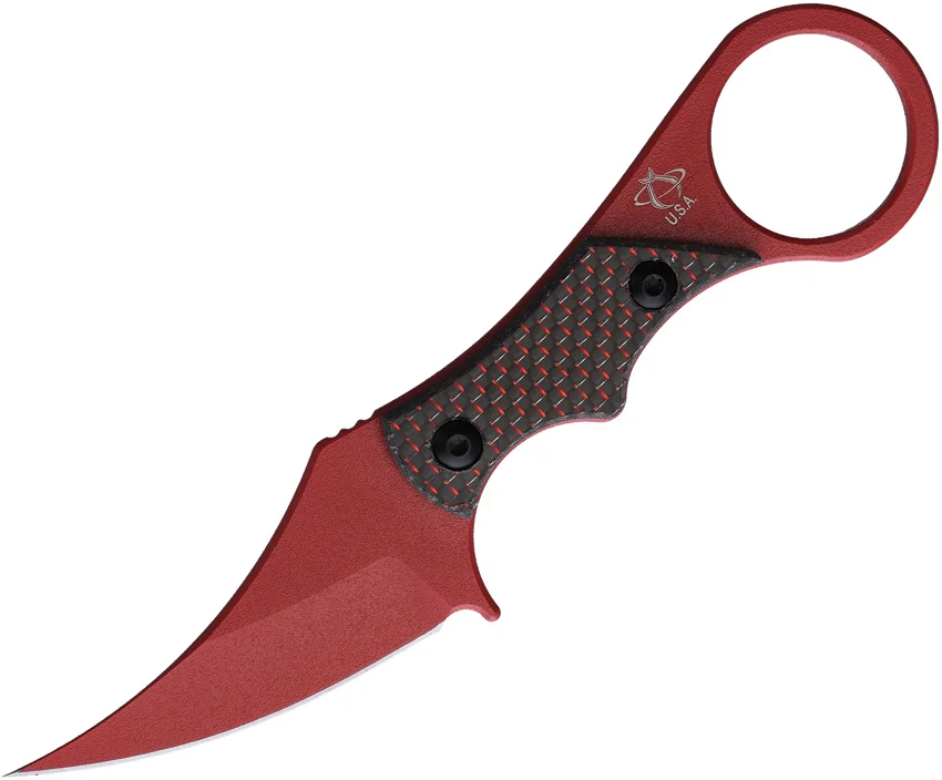 Mantis Sabot IV Fixed Blade Karambit Knife Black/Red Twill CF (2.7" Red)