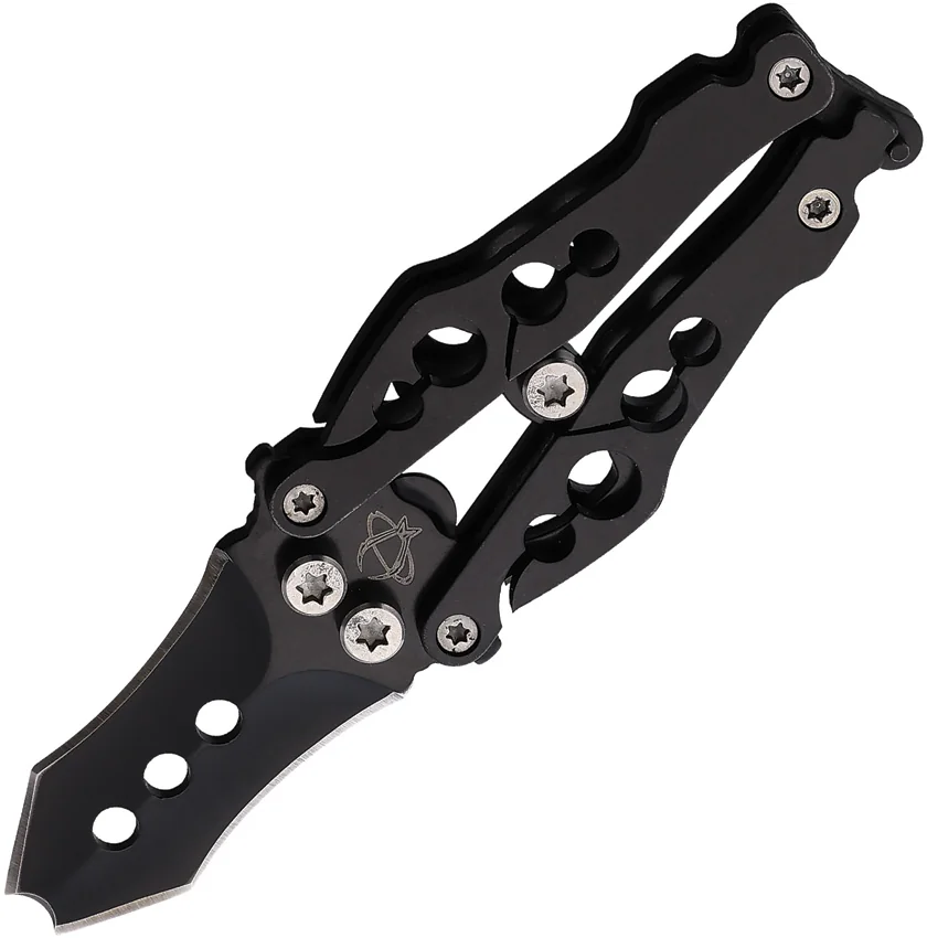 Mantis Bottleneck Dual-Tip Butterfly-Style Folding Knife (1.99" Black) BK-2A