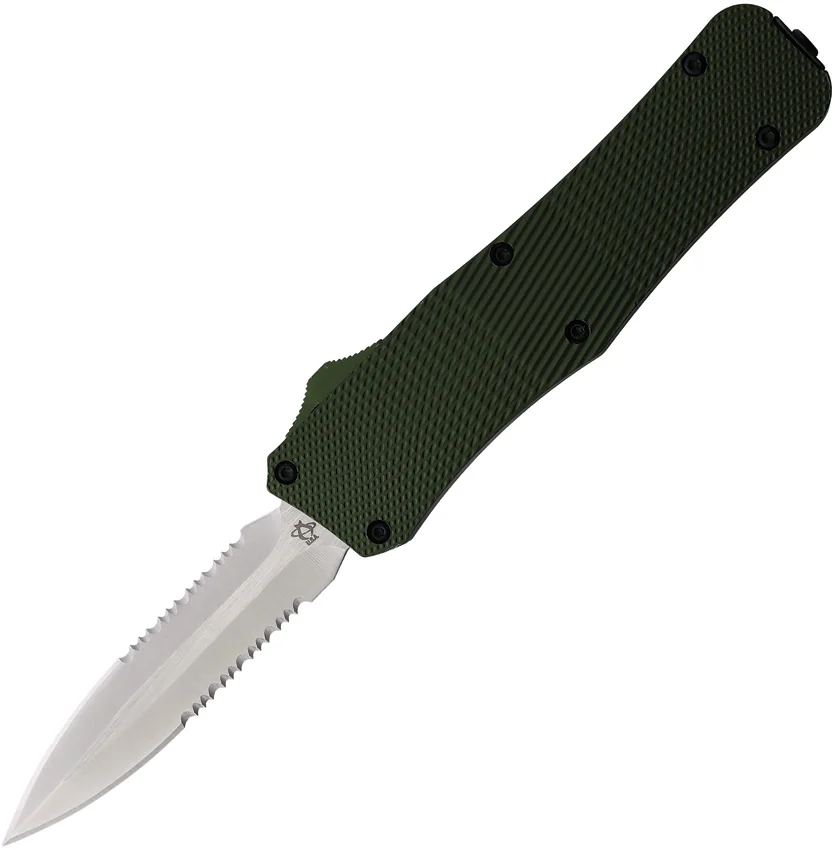 Mantis Auto  Stiletto OTF Knife Dagger Green Aluminum (3.2" Satin Serr)