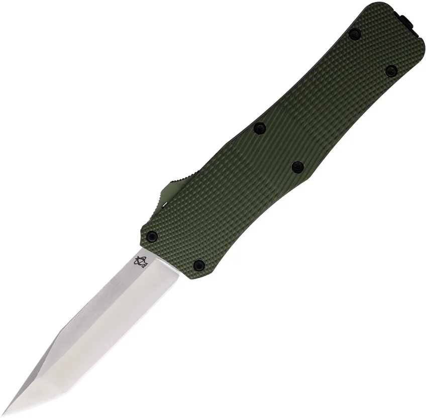 Mantis Auto Tanto OTF Automatic Knife Green Aluminum (3.2"Satin)